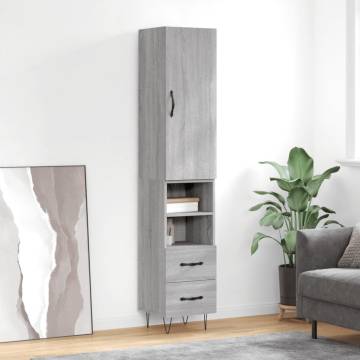 Stylish Highboard Grey Sonoma | 34.5x34x180 cm