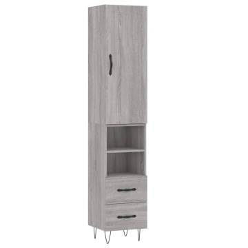 Stylish Highboard Grey Sonoma | 34.5x34x180 cm