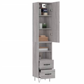 Stylish Highboard Grey Sonoma | 34.5x34x180 cm