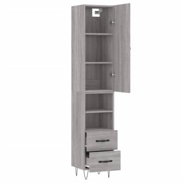 Stylish Highboard Grey Sonoma | 34.5x34x180 cm