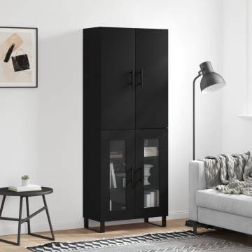 Stylish Highboard Black 69.5x34x180 cm - Engineered Wood