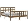 Honey Brown King Size Bed Frame with Headboard - Solid Wood