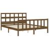 Honey Brown King Size Bed Frame with Headboard - Solid Wood