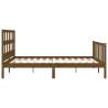 Honey Brown King Size Bed Frame with Headboard - Solid Wood