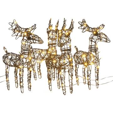 4 Pcs Rattan Reindeer Christmas Decorations with 160 LEDs