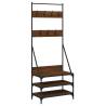 Clothes Rack with Shoe Storage - Brown Oak 70x40x184 cm