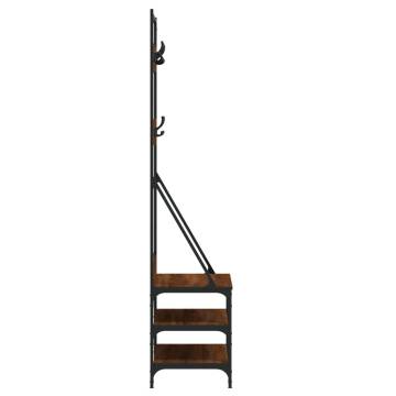 Clothes Rack with Shoe Storage - Brown Oak 70x40x184 cm