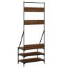 Clothes Rack with Shoe Storage - Brown Oak 70x40x184 cm