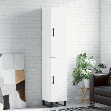 Stylish Highboard White 34.5x34x180 cm - Hipomarket