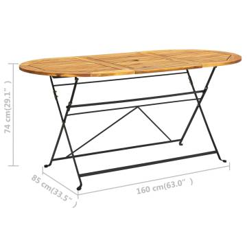 Elegant Acacia Wood Garden Table - 160x85 cm Folding Design