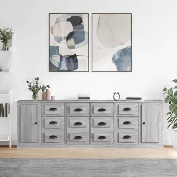 3 pcs Grey Sonoma Engineered Wood Sideboards | HipoMarket