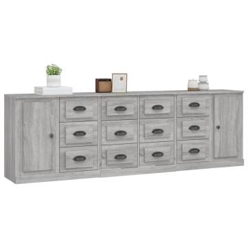 3 pcs Grey Sonoma Engineered Wood Sideboards | HipoMarket