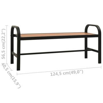 Garden Bench 124.5 cm Steel & WPC - Brown and Black | HiPo Market