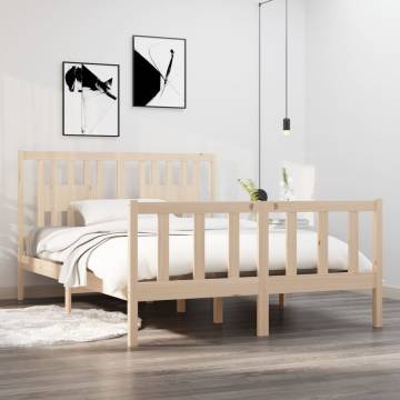 Solid Wood Bed Frame 140x190 cm - Classic & Durable