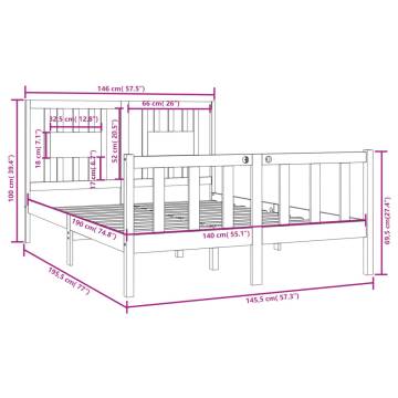 Solid Wood Bed Frame 140x190 cm - Classic & Durable