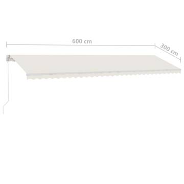 Cream Freestanding Manual Retractable Awning 600x300 cm