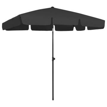 Beach Umbrella Black 200x125 cm - UV Protection & Tilt Function