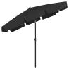 Beach Umbrella Black 200x125 cm - UV Protection & Tilt Function