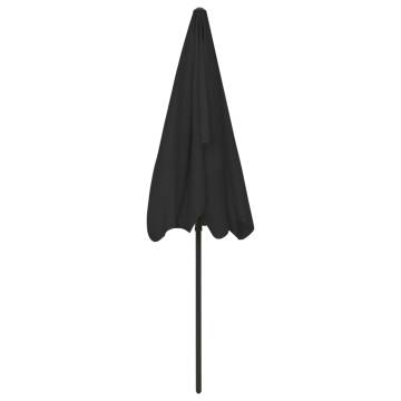 Beach Umbrella Black 200x125 cm - UV Protection & Tilt Function