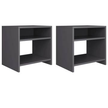 Elegant Grey Bedside Cabinets - Set of 2 | Hipomarket