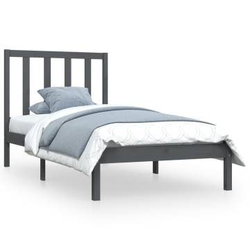 Grey Solid Wood Pine Bed Frame 90x200 cm | Hipomarket UK