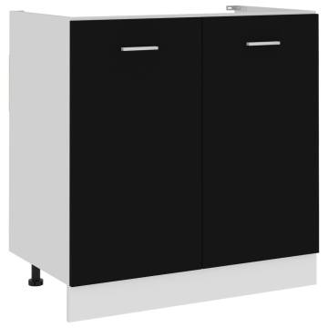 Sink Bottom Cabinet Black 80x46x81.5 cm | Durable Storage Solution