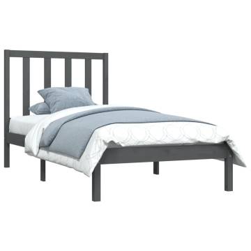 Grey Solid Wood Pine Bed Frame 90x200 cm | Hipomarket UK