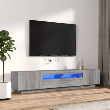 2 Piece LED TV Cabinet Set - Grey Sonoma Wood | HipoMarket