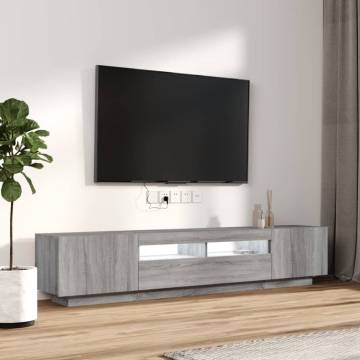 2 Piece LED TV Cabinet Set - Grey Sonoma Wood | HipoMarket