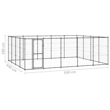 Outdoor Dog Kennel Steel 24.2 m² - Secure & Durable