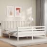 Bed Frame with Headboard White 160x200 cm Solid Wood Colour white Size 160 x 200 cm 