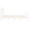 Solid Wood Bed Frame with Headboard - White 160x200 cm