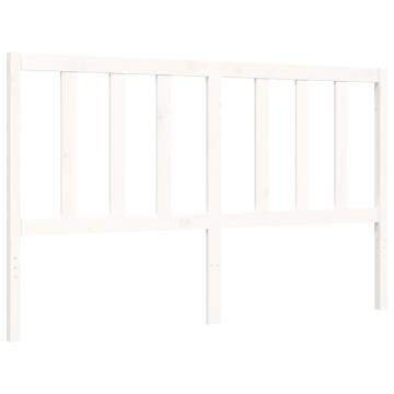 Solid Wood Bed Frame with Headboard - White 160x200 cm