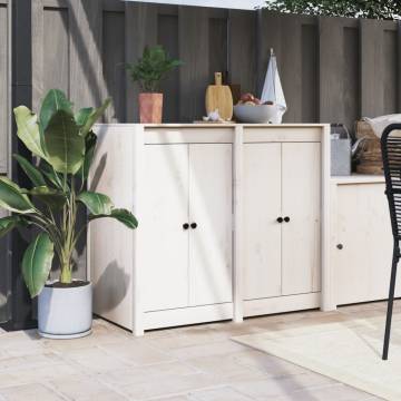 Outdoor Kitchen Cabinet - White Solid Pine Wood | HipoMarket