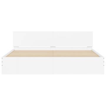 Super King Size Bed Frame with LED Headboard - White 180x200 cm