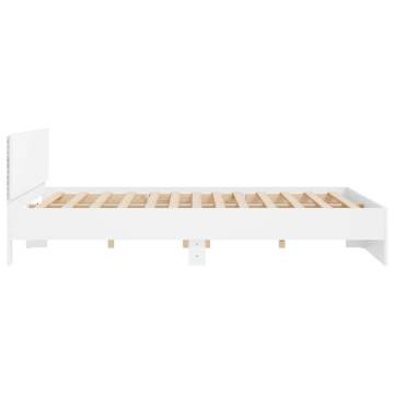 Super King Size Bed Frame with LED Headboard - White 180x200 cm