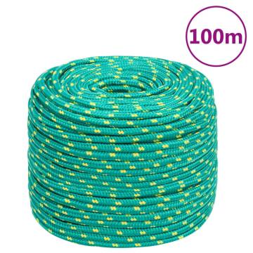 Durable Green Boat Rope 10mm 100m | Polypropylene for Boating