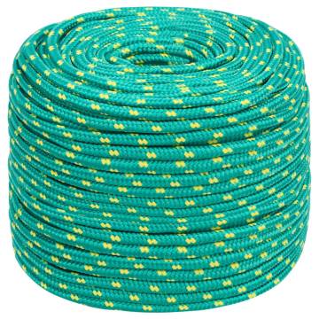 Durable Green Boat Rope 10mm 100m | Polypropylene for Boating