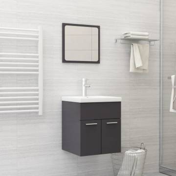 Stylish 2 Piece Bathroom Furniture Set - High Gloss Grey