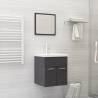 2 Piece Bathroom Furniture Set High Gloss Grey Engineered Wood Colour high gloss grey Number of 1 Number of Pieces 