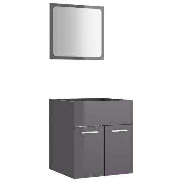 Stylish 2 Piece Bathroom Furniture Set - High Gloss Grey