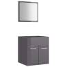 Stylish 2 Piece Bathroom Furniture Set - High Gloss Grey