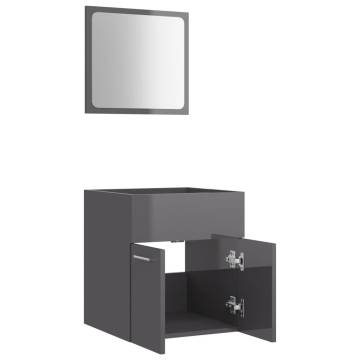 Stylish 2 Piece Bathroom Furniture Set - High Gloss Grey