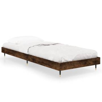 Smoked Oak Bed Frame 75x190 cm - Durable Engineered Wood