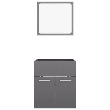 Stylish 2 Piece Bathroom Furniture Set - High Gloss Grey