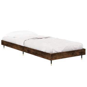 Smoked Oak Bed Frame 75x190 cm - Durable Engineered Wood