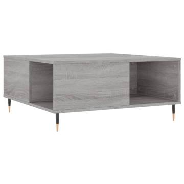 Elegant Grey Sonoma Coffee Table - 80x80 cm Engineered Wood