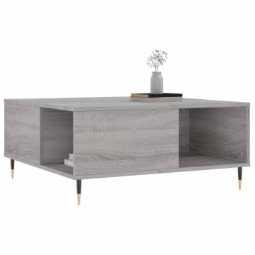 Elegant Grey Sonoma Coffee Table - 80x80 cm Engineered Wood