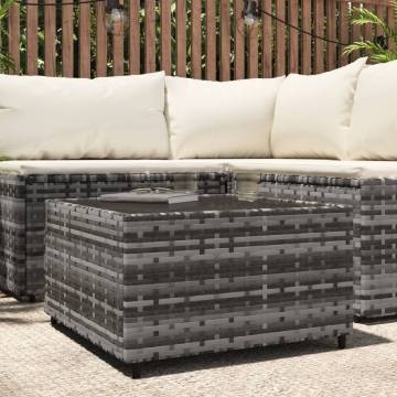 Square Garden Coffee Table Grey - 50x50cm Poly Rattan