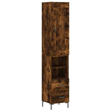 Stylish Highboard in Smoked Oak - 34.5x34x180 cm